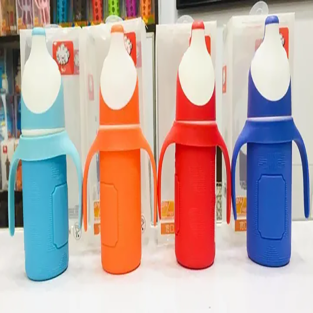 Baby Glass Feeder with Silicone Cover – Penguin Shape