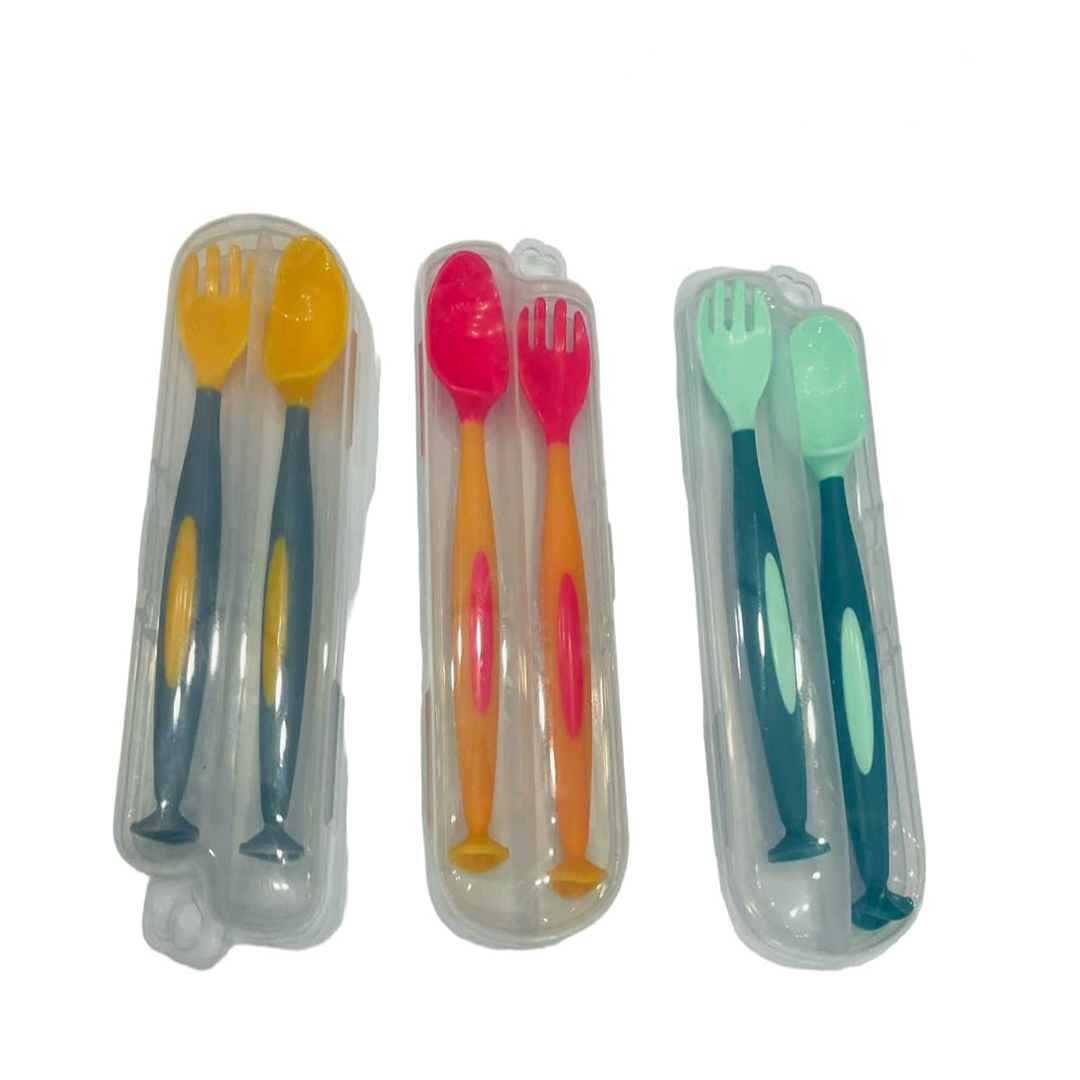 Baby Spoon & Fork Set – Multi-Color Kids Feeding Utensils