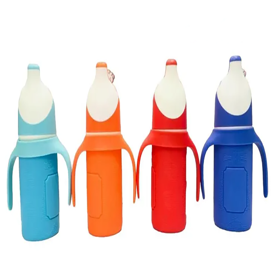 Baby Glass Feeder with Silicone Cover – Penguin Shape