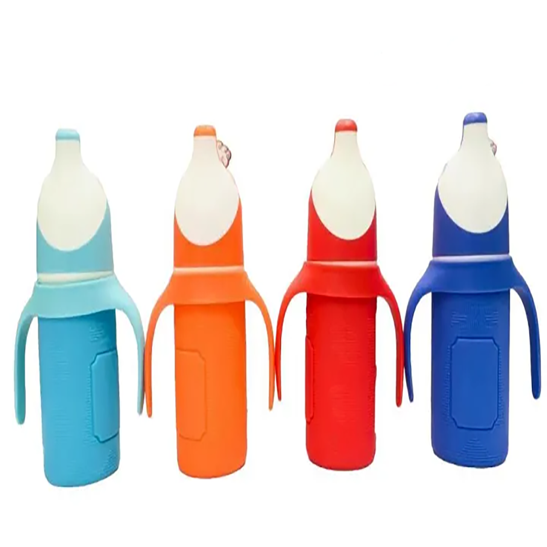 Baby Glass Feeder with Silicone Cover – Penguin Shape