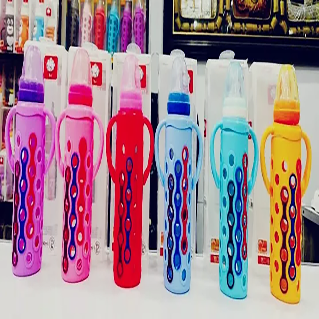 Baby Glass Feeder Bottle – Assorted Colors