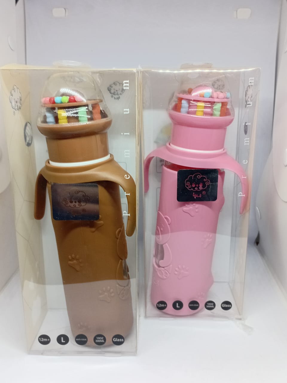 Baby Glass Feeder with Rattle Cap – 240ml