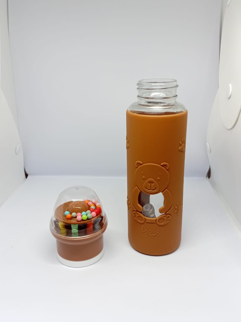 Baby Glass Feeder with Rattle Cap – 240ml