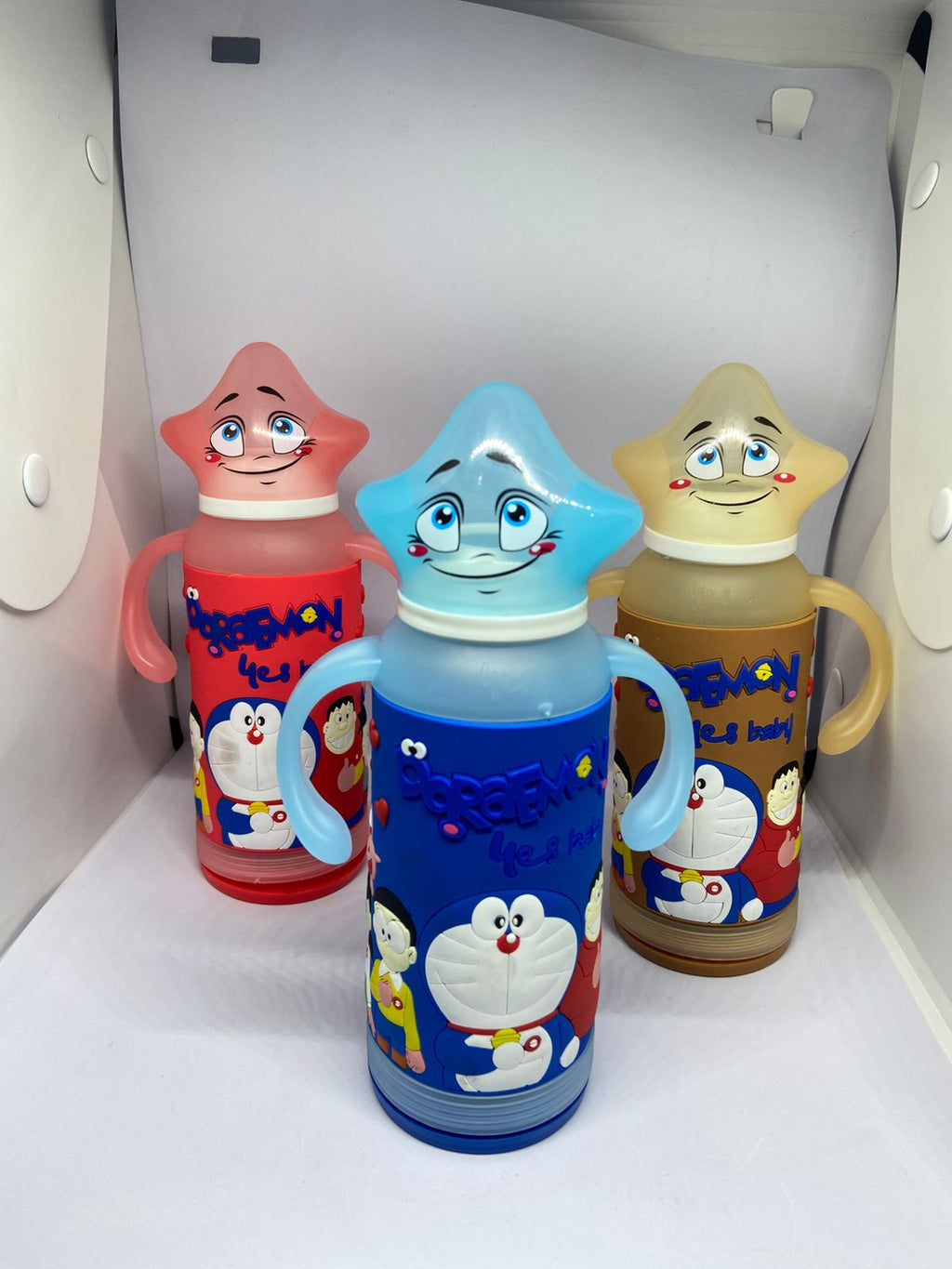 Baby Glass Feeder 180ml with Doraemon Silicone Cover
