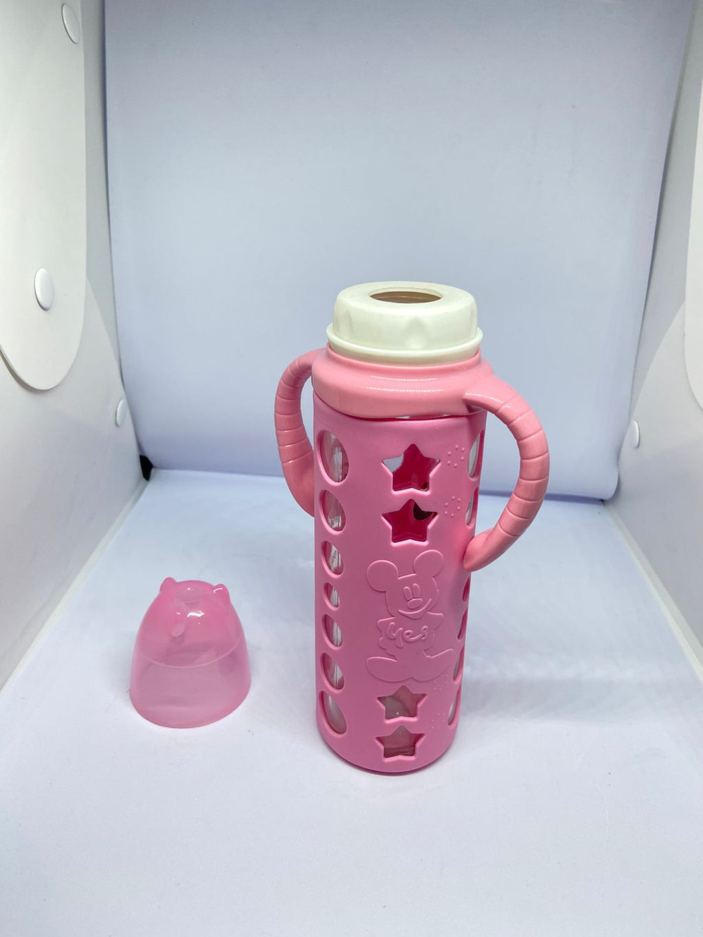 Baby Star 240ml Glass Feeding Bottle with Durable Silicone Cover