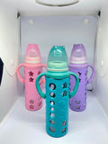 Baby Star 240ml Glass Feeding Bottle with Durable Silicone Cover