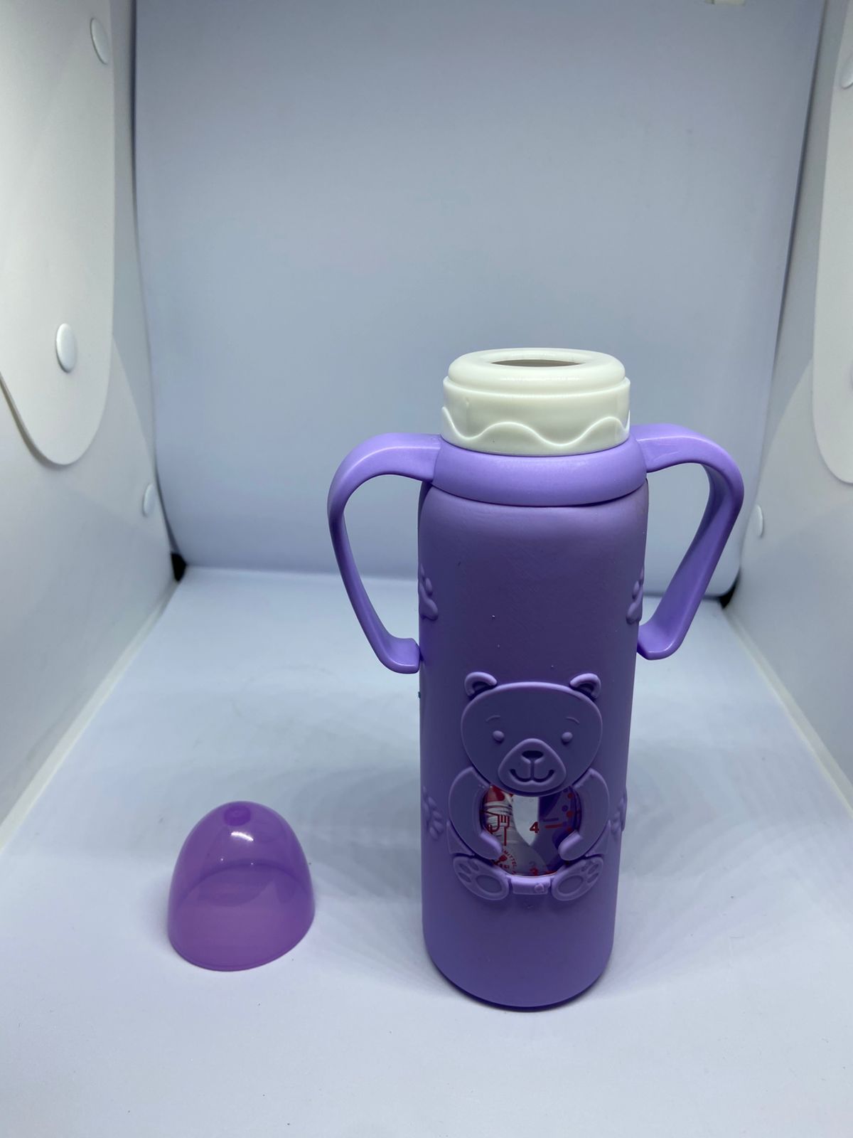 Imported Baby Glass Feeding Bottle with Bear Silicone Cover