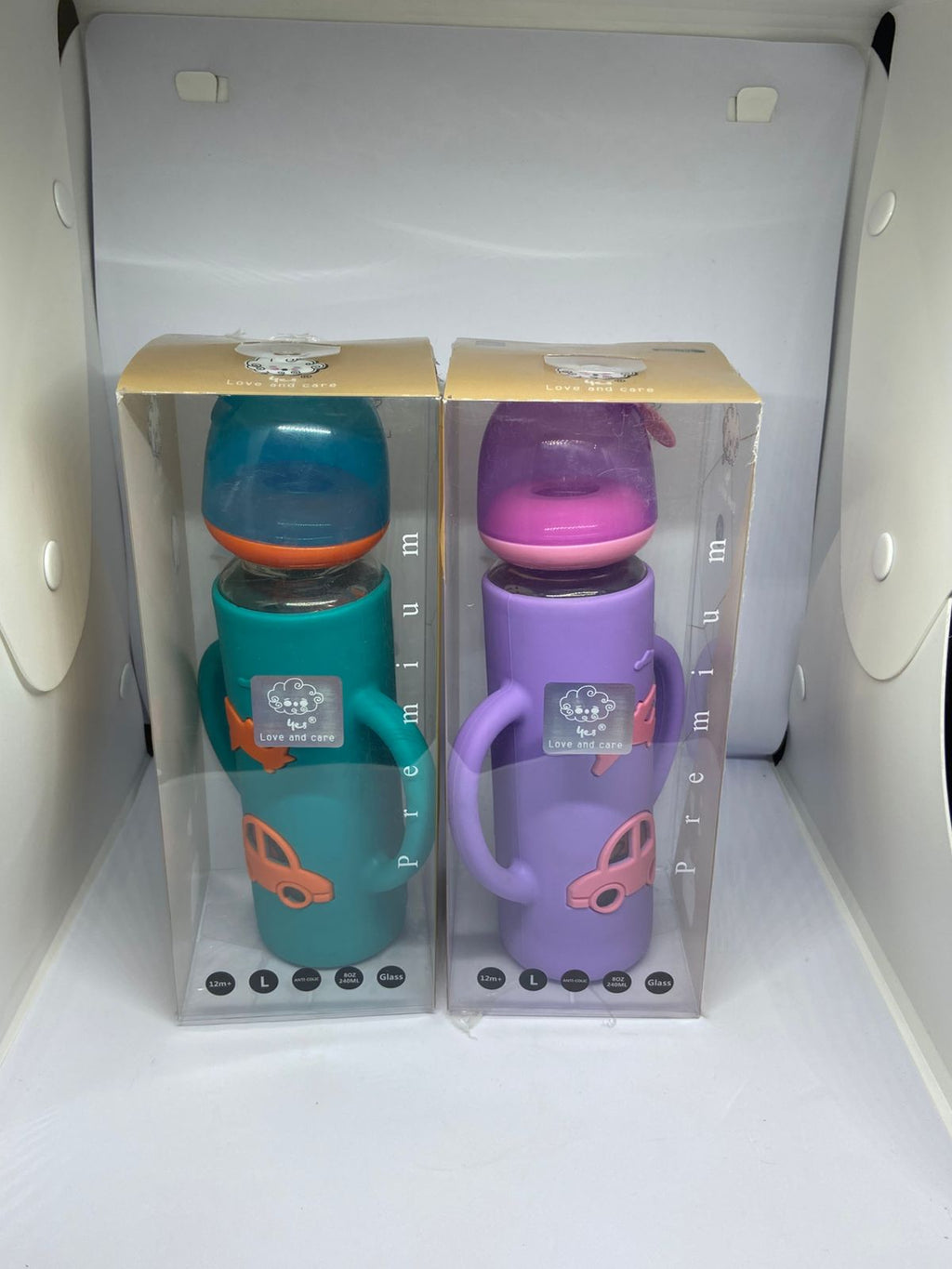 Baby Glass Feeder 240ml – Silicone Cover with Fancy Cap
