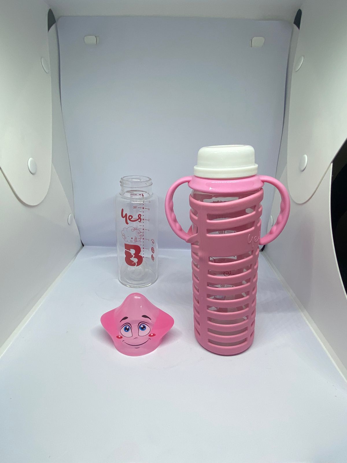 Baby Glass Bottle 240ml with Durable Silicone Safety Cover