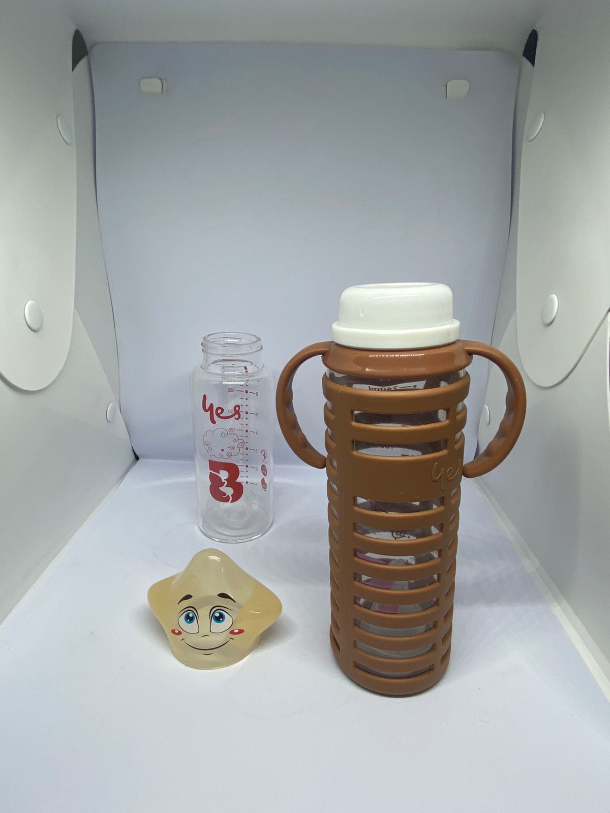 Baby Glass Bottle 240ml with Durable Silicone Safety Cover