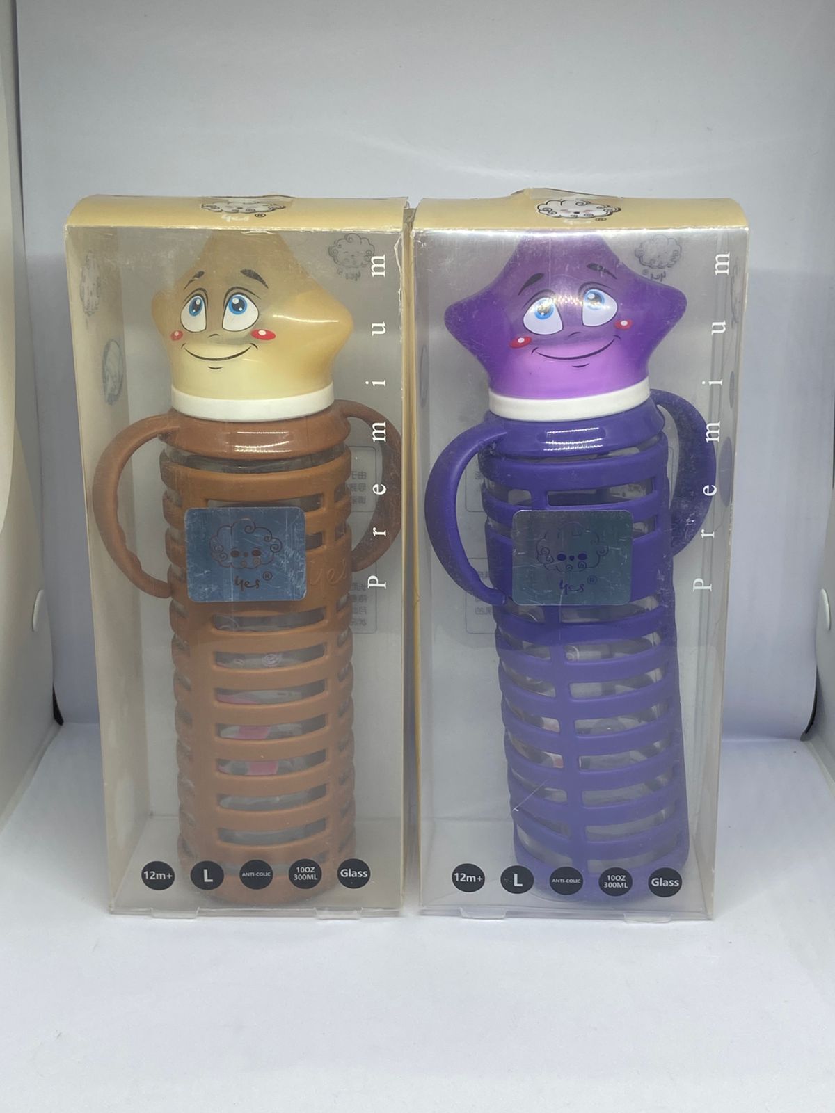 Baby Glass Bottle 240ml with Durable Silicone Safety Cover