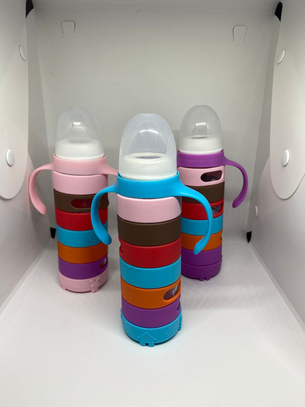 Glass Baby Feeder 240ml (8oz) with Neck & Silicone Cover