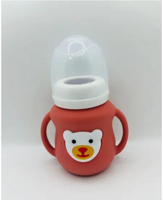 Baby Glass Feeder – 120ml with Bear Silicone Cover