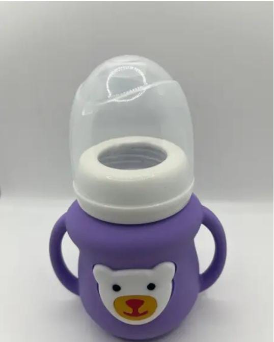 Baby Glass Feeder – 120ml with Bear Silicone Cover