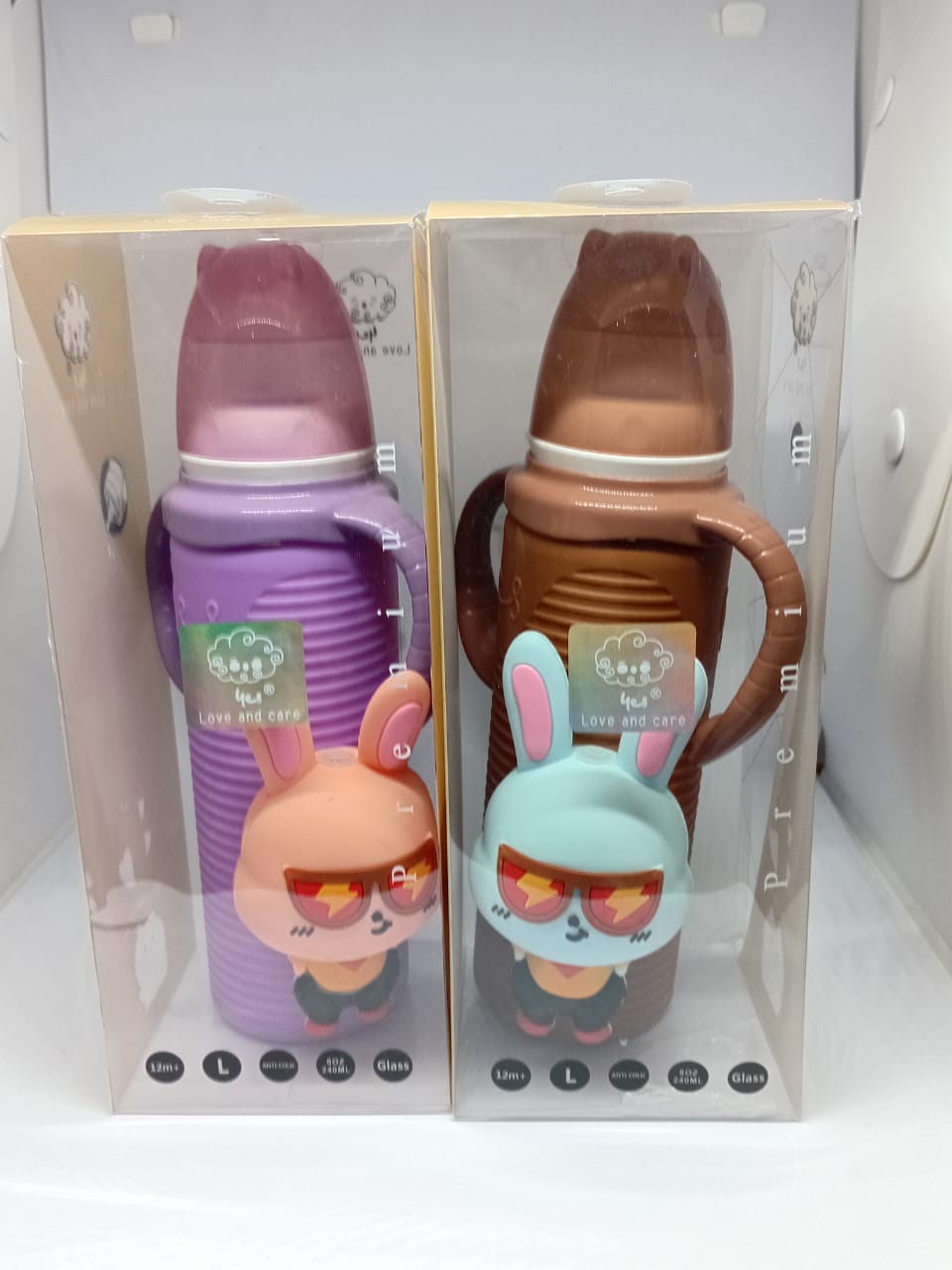 Baby Glass Feeding Bottle 8oz – Protective Silicone Cover