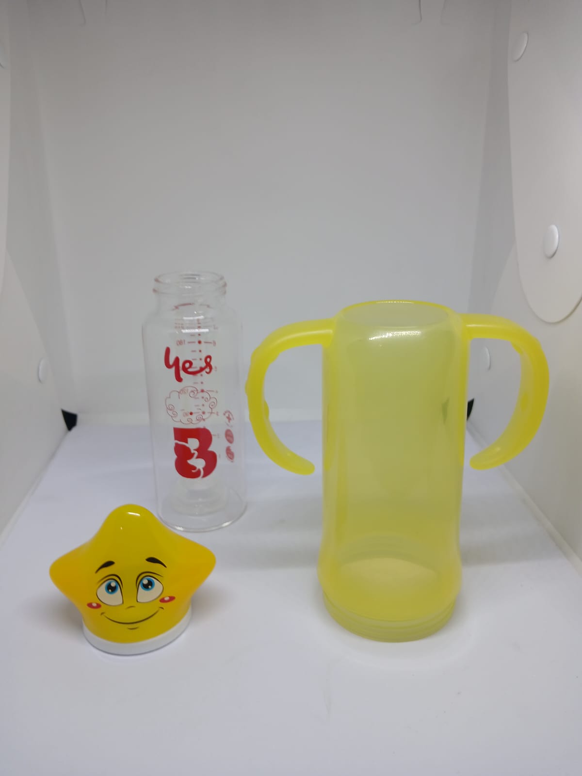 Baby Glass Feeder 240ml (8oz) with Durable Frame and Handle