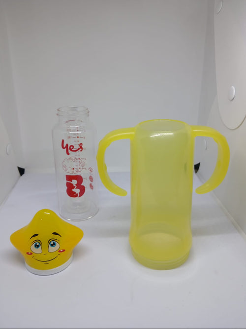 Baby Glass Feeder 240ml (8oz) with Durable Frame and Handle